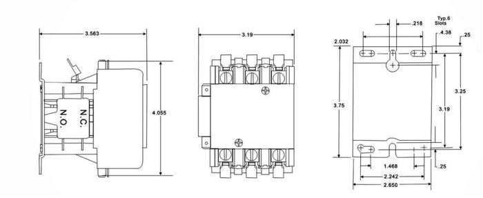 Pole mdi contactors heating electrical control inches wide four