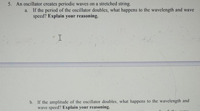 An oscillator creates periodic waves on a stretched string.